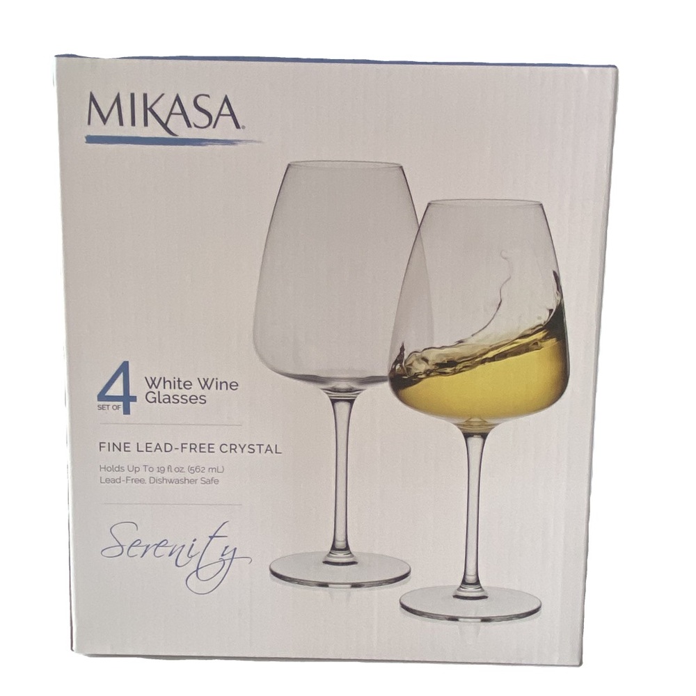 Mikasa Serenity White Wine Lead Free Elegant Cocktail Crystal Glasses